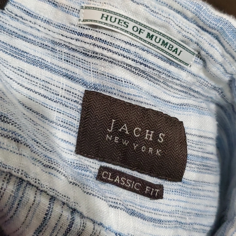 Jachs new york linen striped hues of Mumbai classic fit long sleeve shirt - Picture 5 of 7